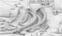 a 3d model of a city with a bridge